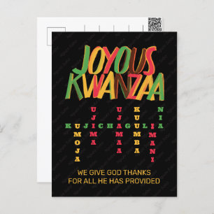 Cartão Postal Joyous KWANZAA Princípios Cruzados