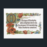 Cartão Postal Joys of Friendship<br><div class="desc">Reprodução do cartão postal vintage. Perfeito para o Natal,  aniversário,  pensando em você,  qualquer ocasião. Leituras de texto: "Uma das Alegrias da Amizade,  e muito verdadeira para mim,  é o prazer de lembrar aqueles amigos que não podemos ver"</div>