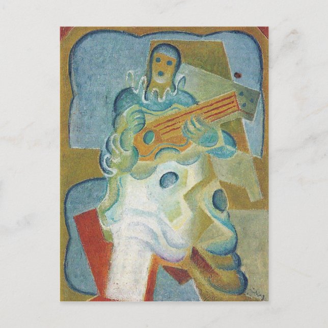 Cartão Postal Juan Gris - Pierrot tocando violão (Frente)