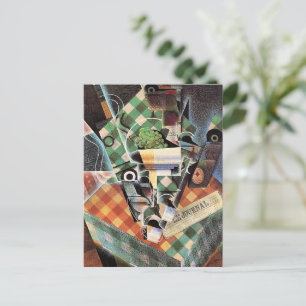 Cartão Postal Juan Gris - Vida Estática com Tablecloth Verificad