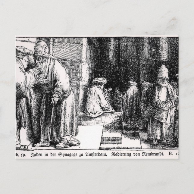 Cartão Postal Judeus na sinagoga em Amsterdão (Frente)