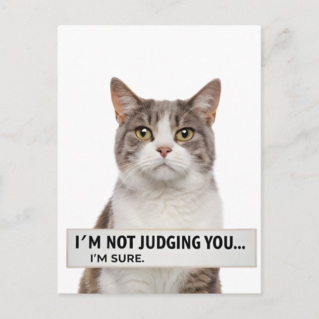 Cartão Postal Judging Cat Sarcastic Quote Minimal Art (Frente)
