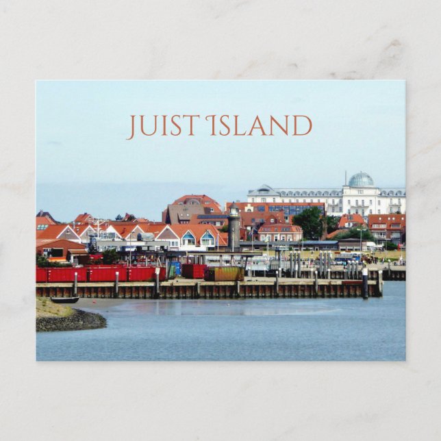 Cartão Postal Juist City e Harbour, Juist Island, East Frisia (Frente)