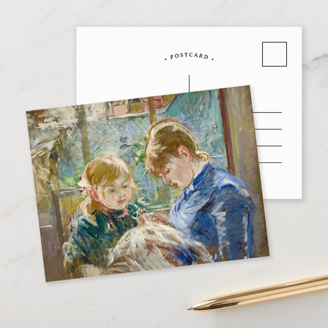 Cartão Postal Julie com sua babá | Berthe Morisot (Criador carregado)