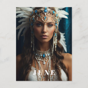 Cartão Postal *~ JUNE Boho Woman BIRTHDAY PEARLS AP53