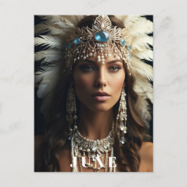 Cartão Postal *~ JUNE Mulher ANIVERSÁRIO PÉROLAS Boho AP53