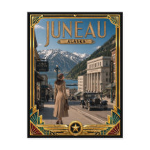 Juneau Alasca Arte Deco Vintage Idade Dourada