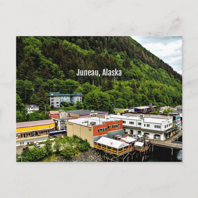 Cartão Postal Juneau, Alasca, fotografia da cidade (Frente)