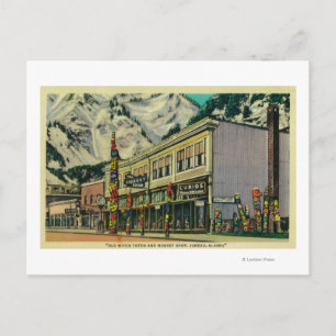 Cartão Postal Juneau, Alasca, Visão do Velho Totem e Nuge da Br