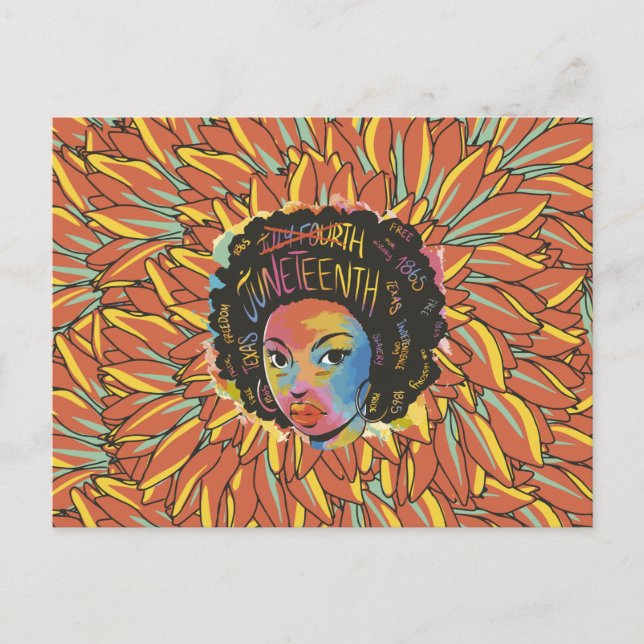 Cartão Postal Juneteenth Sunflower - Dia da Liberdade Negra 1865 (Frente)