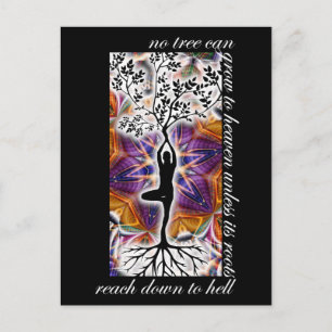Cartão Postal Jung Motivational Quote Tree Roots Heaven Mandala