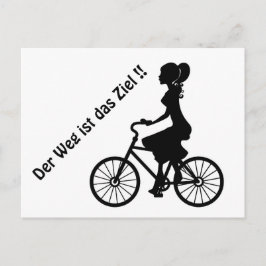 Cartão Postal junge Dame auf dem Fahrrad schwarz/weiss