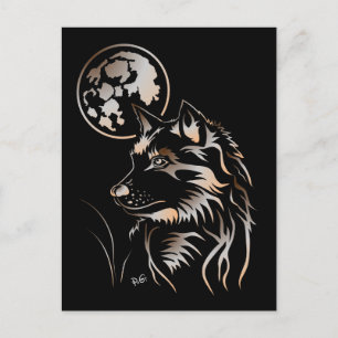 Cartão Postal junger träumender Wolf Postkarte