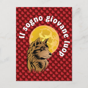 Cartão Postal junger träumender Wolf Postkarte