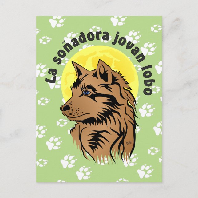 Cartão Postal junger träumender Wolf Postkarte (Frente)