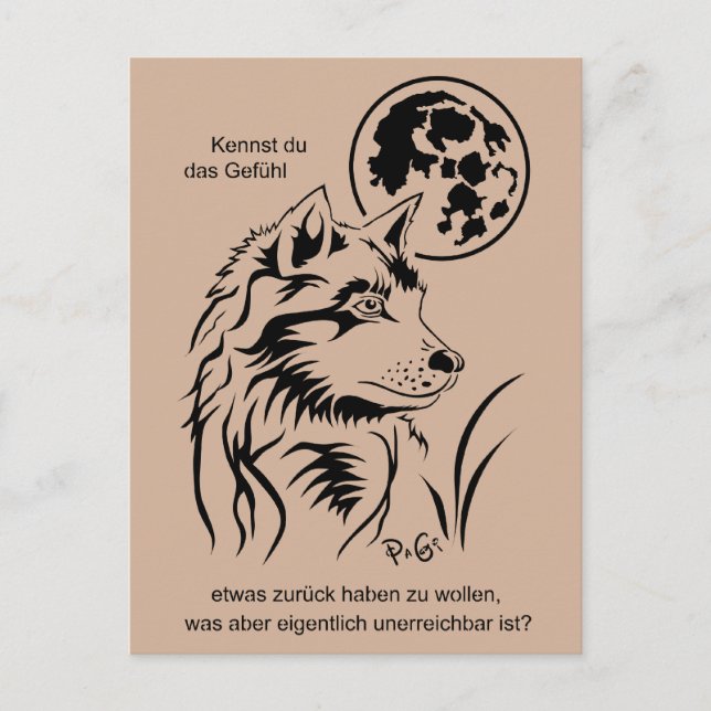 Cartão Postal junger träumender Wolf Postkarte (Frente)