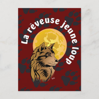 Cartão Postal junger träumender Wolf Postkarte