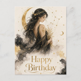 Cartão Postal Jungfrau Happy Birthday Aquarell Design