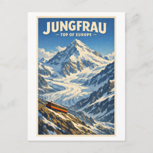 Cartão Postal Jungfrau, Suíça, em um clássico estilo retrô