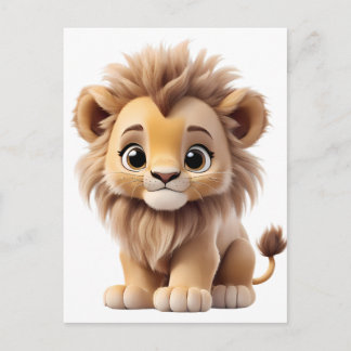 Cartão Postal Jungle Adorable Lion Cub Sitting Portrait