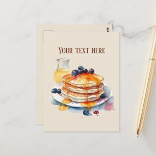 Cartão Postal Juntar texto ao café da manhã de panqueca