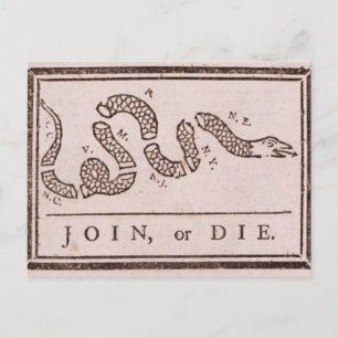 Cartão Postal Junte-se ou die Benjamin Franklin à Cartoon Políti