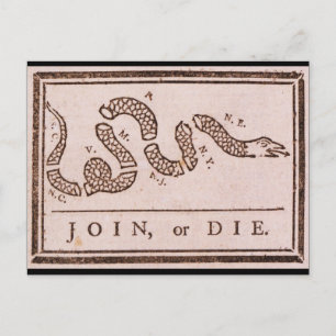 Cartão Postal Junte-se ou die ORIGINAL Benjamin Franklin Cartoon