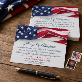 Cartão Postal Juramento de Lealdade Bandeira Americana Nome da E
