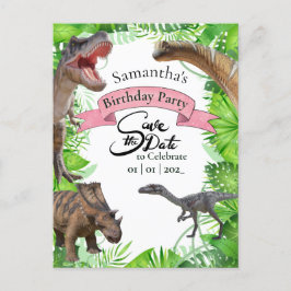 Cartão Postal Jurassic World Dinossauros Selva Meninas