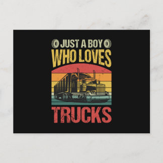 Cartão Postal Just a Boy Who Loves Trucks