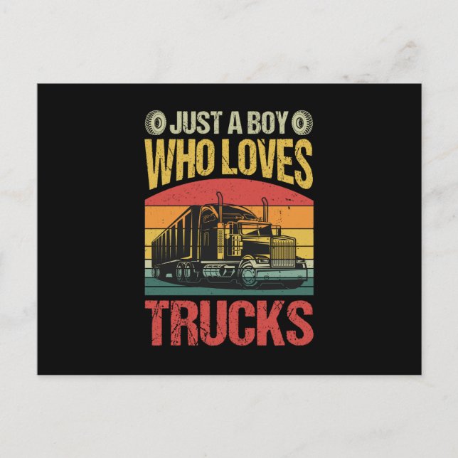 Cartão Postal Just a Boy Who Loves Trucks (Frente)