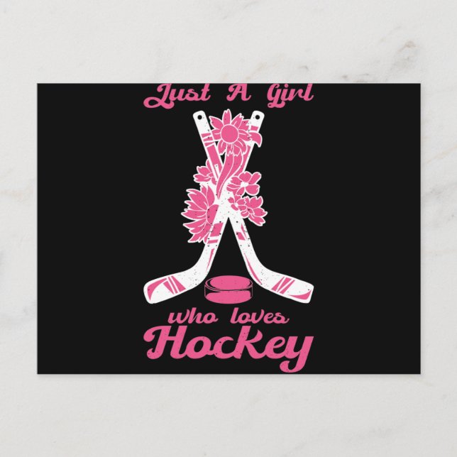 Cartão Postal Just A Girl Who Loves Hockey Stick Puck Sport (Frente)