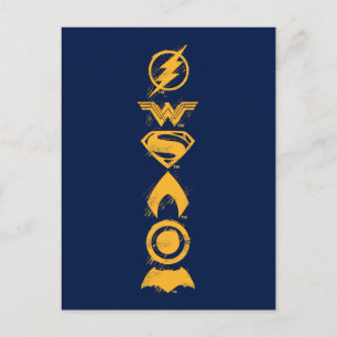 Cartão Postal Justice League Stylized Team Symbols Lineup