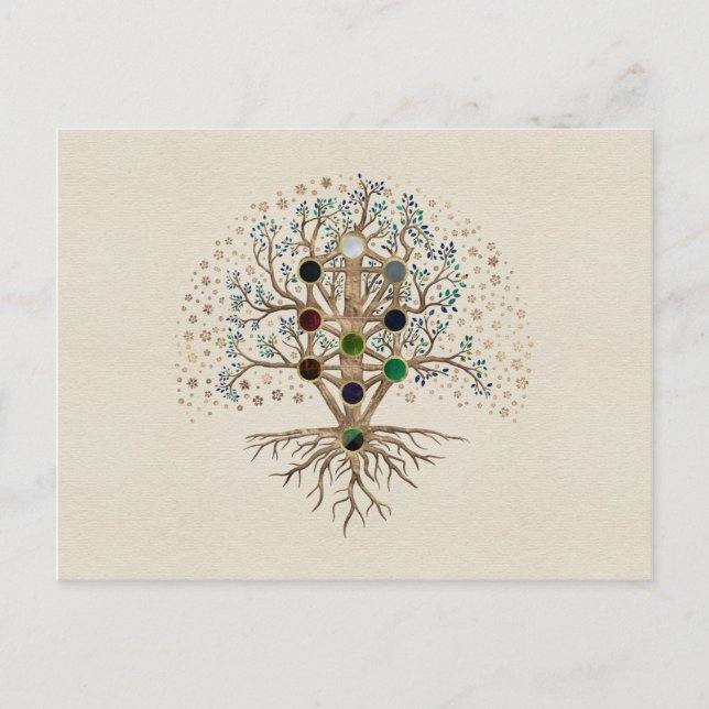 Cartão Postal Kabbalah A Árvore da Vida na canvas (Frente)