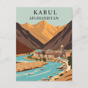 Cartão Postal Kabul, Afeganistão, Montanhas Vintage Art