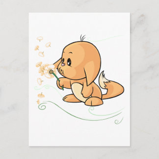 Cartão Postal Kacheek alaranjado que deseja em um dente-de-leão