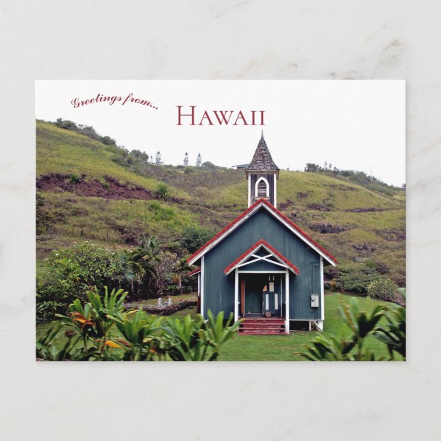 Cartão Postal Kahakuloa Igreja Congregacional Hawaii (Frente)
