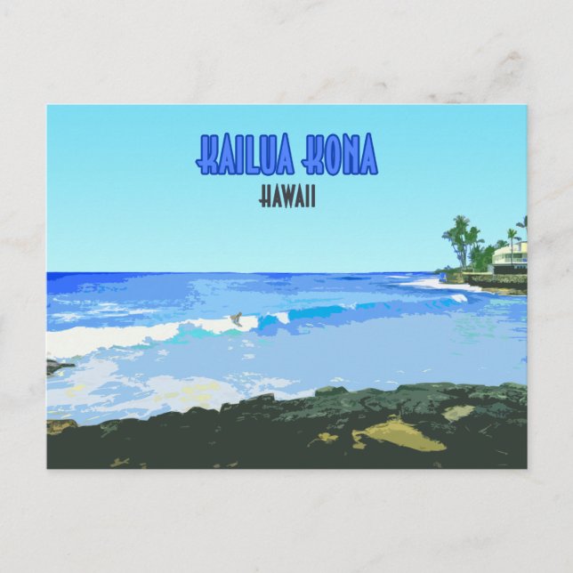 Cartão Postal Kailua Kona Big Island Hawaii Vintage (Frente)