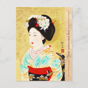 Cartão Postal Kajiwara Hisako A Quioto Maiko geisha belas artes