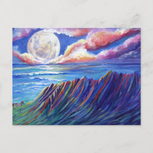 Cartão Postal Kalalau Valley Kauai com Lua Cheia