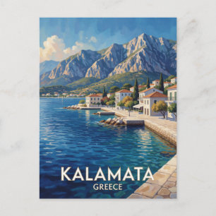 Cartão Postal Kalamata Grécia Golfo Messiniano Montanha Viagem