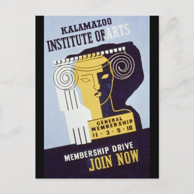 Cartão Postal Kalamazoo Institute of Arts - WPA Poster - (Frente)