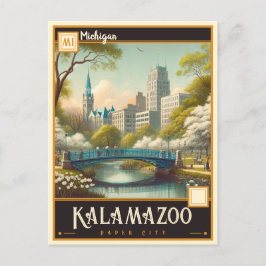 Cartão Postal Kalamazoo, Michigan | Vintage