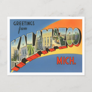 Cartão Postal Kalamazoo, Michigan Vintage Big Letters