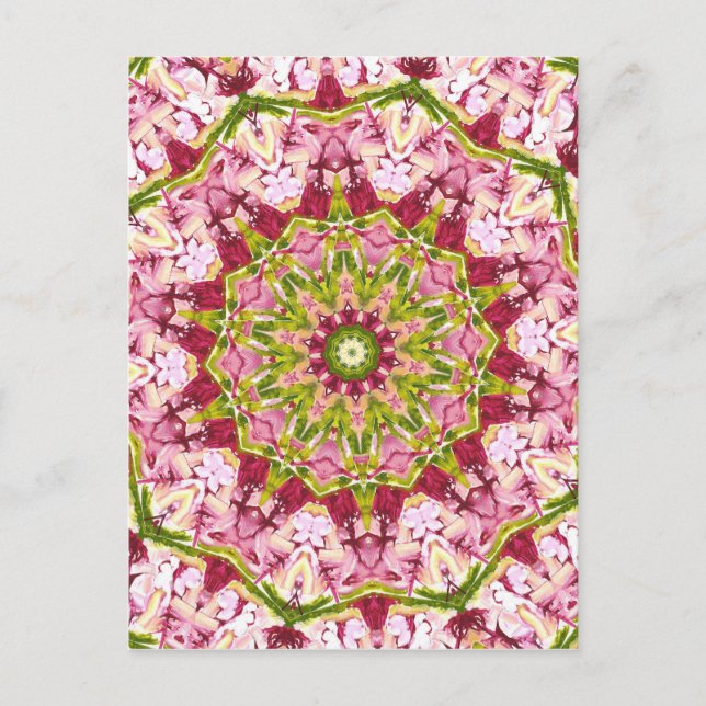 Cartão Postal Kaleidescope Rosa e Verde de Ola Boo (Frente)