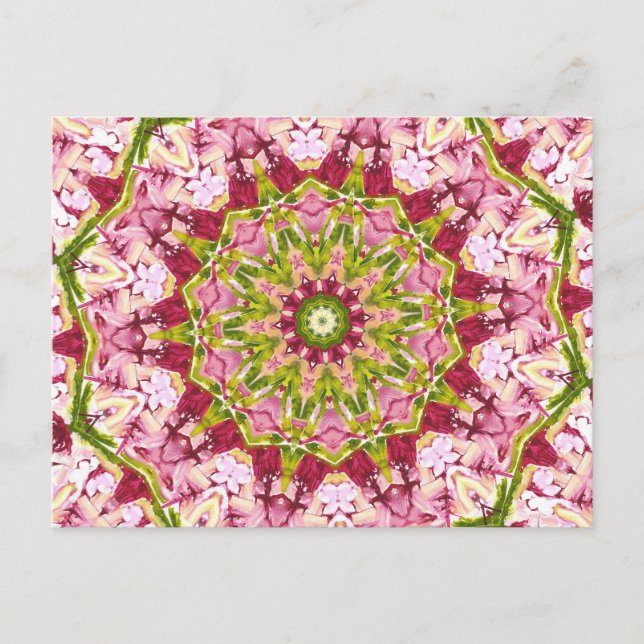 Cartão Postal Kaleidescope Rosa e Verde de Ola Boo (Frente)