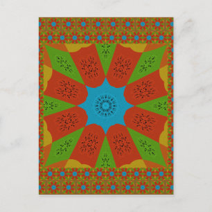 Cartão Postal Kaleidoscope Bloom Uma Vibrante Cor Impressão Afri