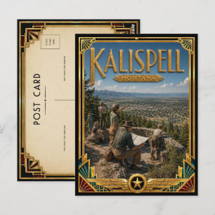 Cartão Postal Kalispell Montana Arte Deco Vintage Idade Dourada