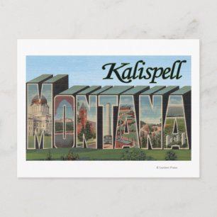 Cartão Postal Kalispell, Montana - Cenas com Letras Grandes