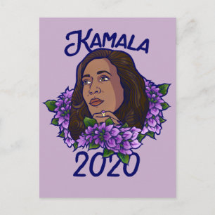 Cartão Postal Kamala 2020 Arte Violeta Floral Roxa